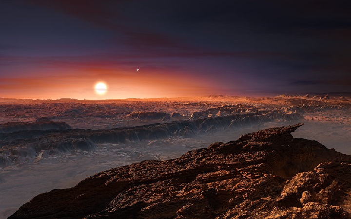 Воображаемый ландшафт ближайшей экзопланеты Проксимы-b