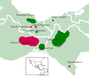 Карта распространения языков михе-соке