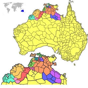 Карта языков аборигенов Австралии