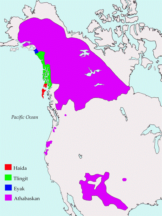 На-дене (атабаскские) языки (карта)