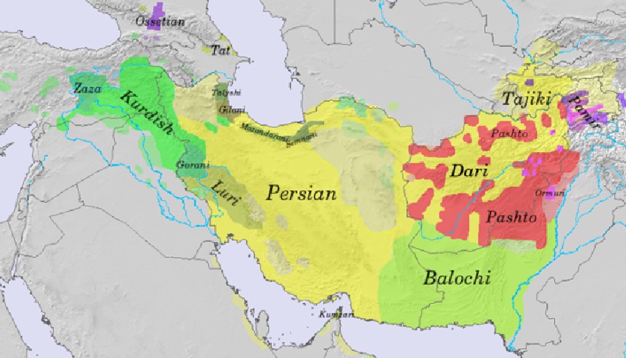 Карта распространения иранских языков