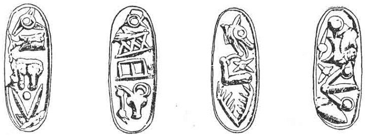 4 овальных критских надписей рисуночным письмом