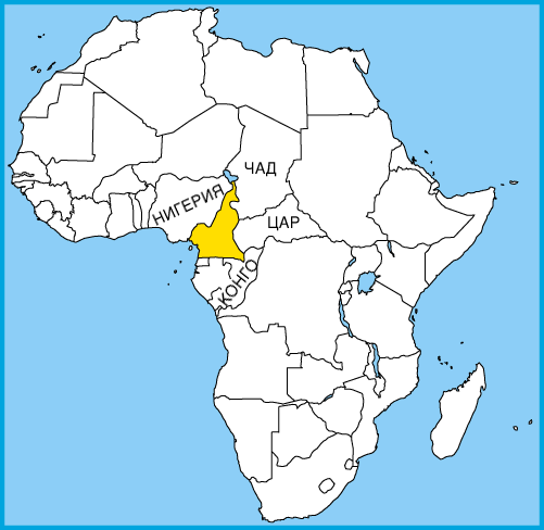 Камерун на карте Африки