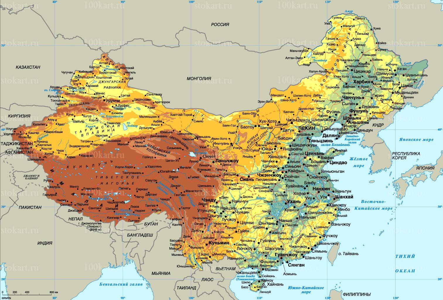 Географическая карта Китая (из Википедии)