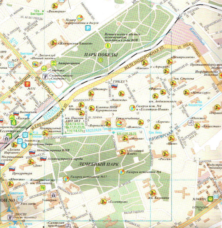 Карта курортной зоны Ессентуков
