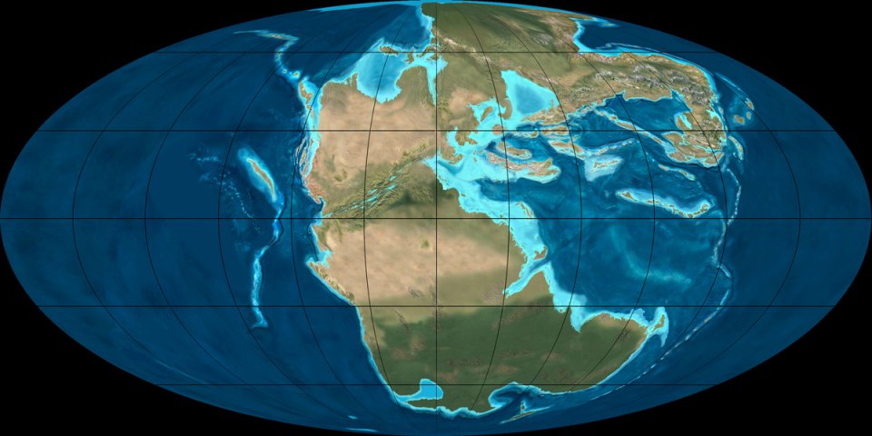 Материки Земли в юре (220 млн. лет назад)