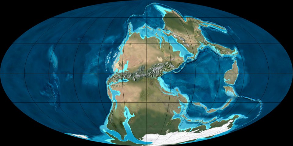 Материки Земли в перми (280 млн. лет назад)