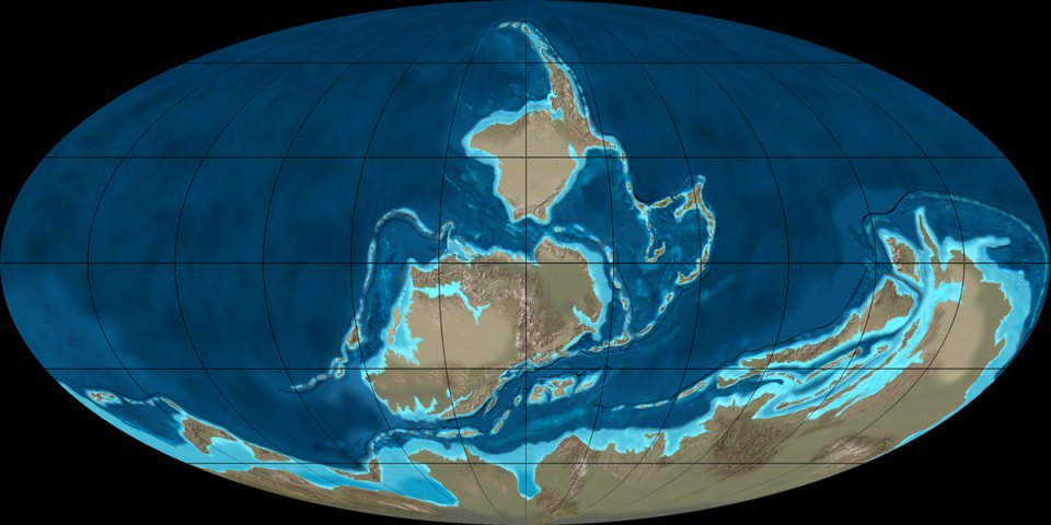 Континенты в девоне (390 мегалет назад)