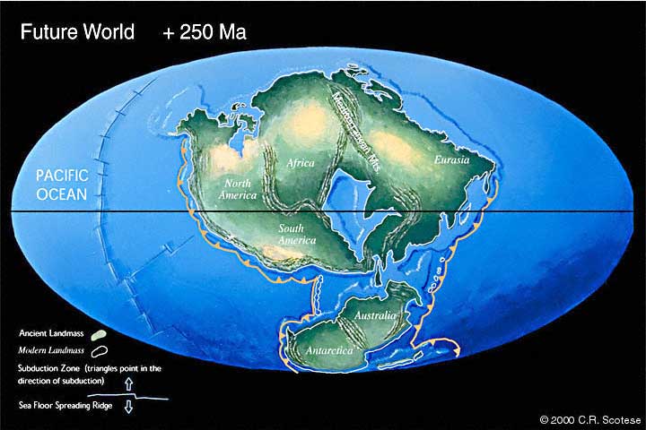 Материки через 250 млн. лет