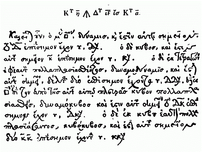 Текст Диофанта в его математической символике