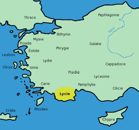 Карта примерной территории государства Ликия