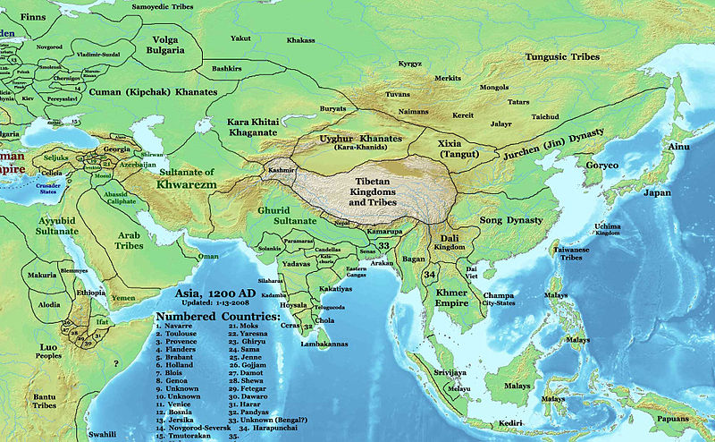 Великая степь и окружающая Азия в начале 13-го века