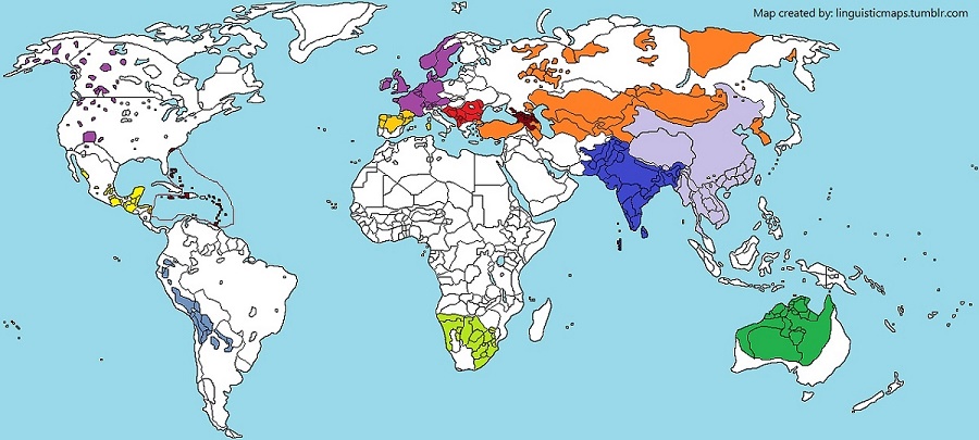 Карта языковых союзов мира