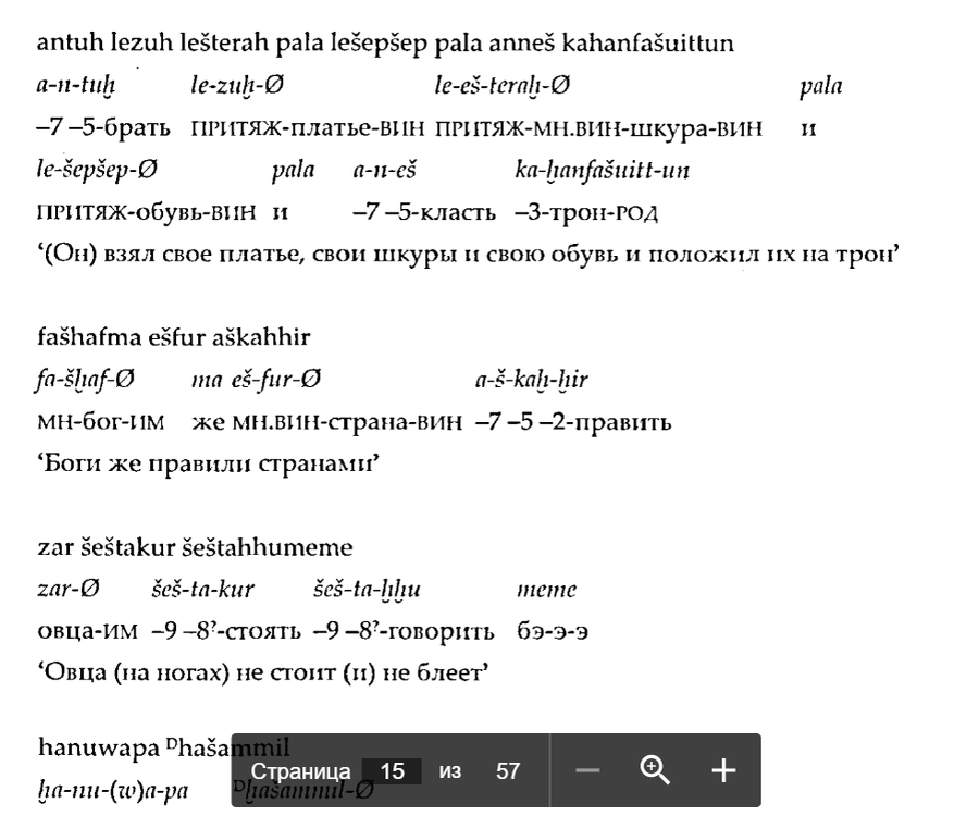 Скрин статьи по хаттской грамматике (часть 1)