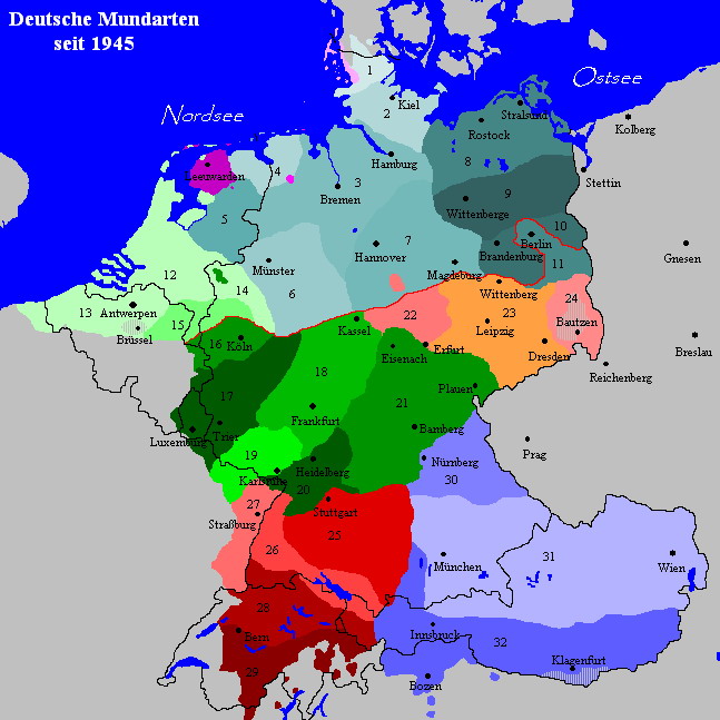 Карта диалектов немецкого языка