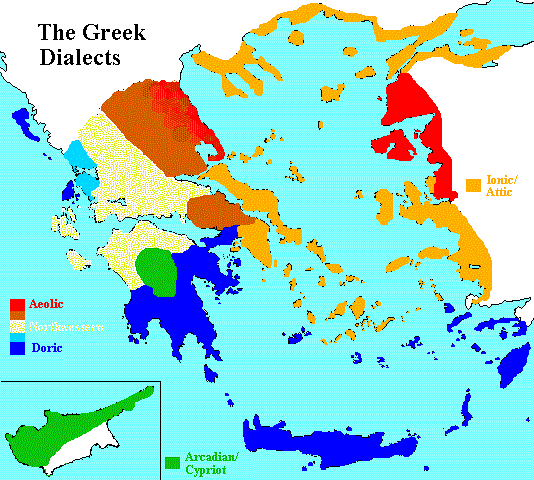 Карта греческих диалектов