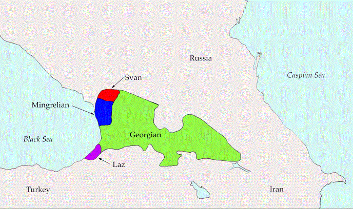 Карта распространения картвельских языков