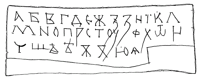 Древненовгородская азбука на берестяных грамотах (XIII век)