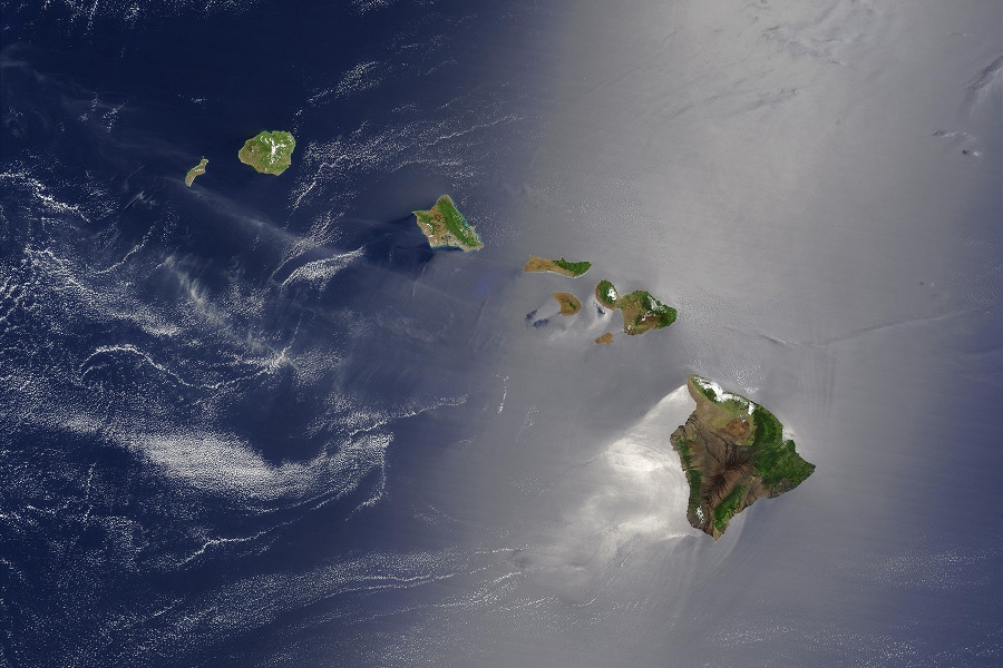 Гавайские (Сандвичевы) острова - вид со спутника
