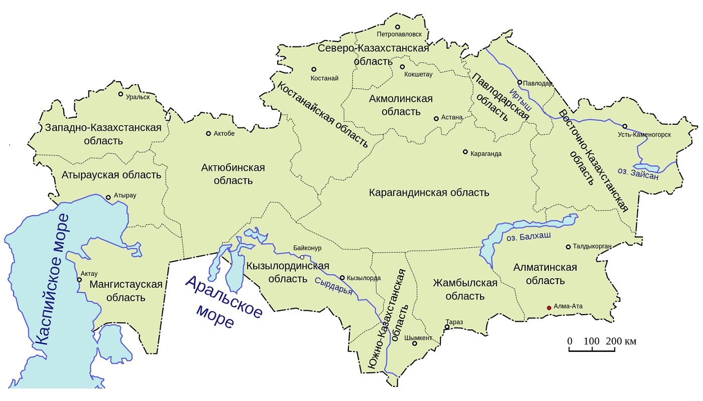 Карта областей Казахстана