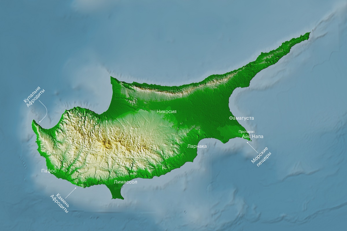 Простая карта Кипра